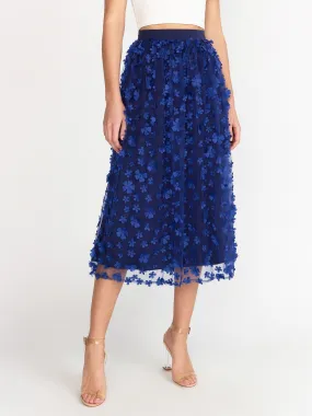 A-Line Floral Applique Mesh Skirt - Lena