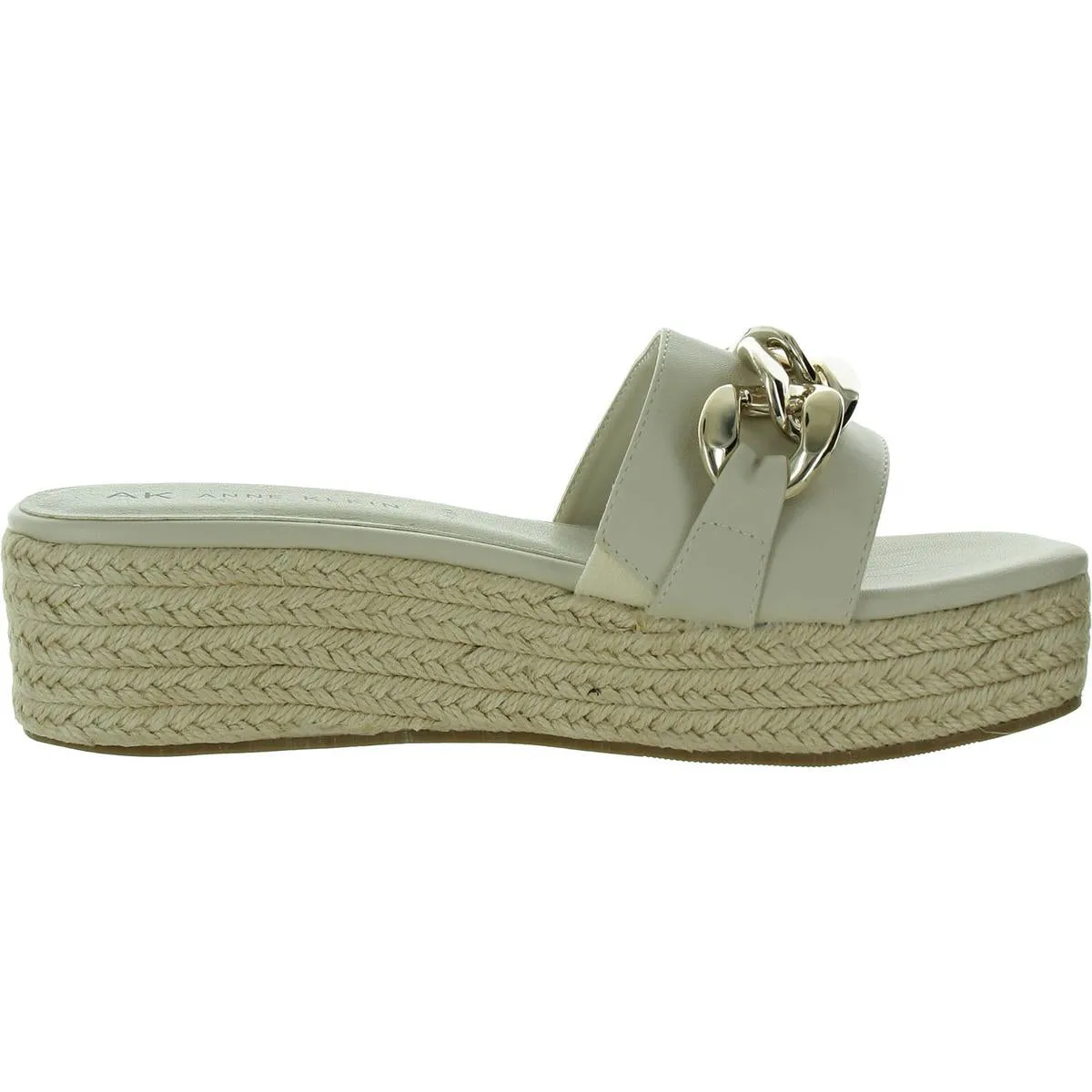 Anne Klein Womens NOMAD Faux Leather Square toe Slide Sandals