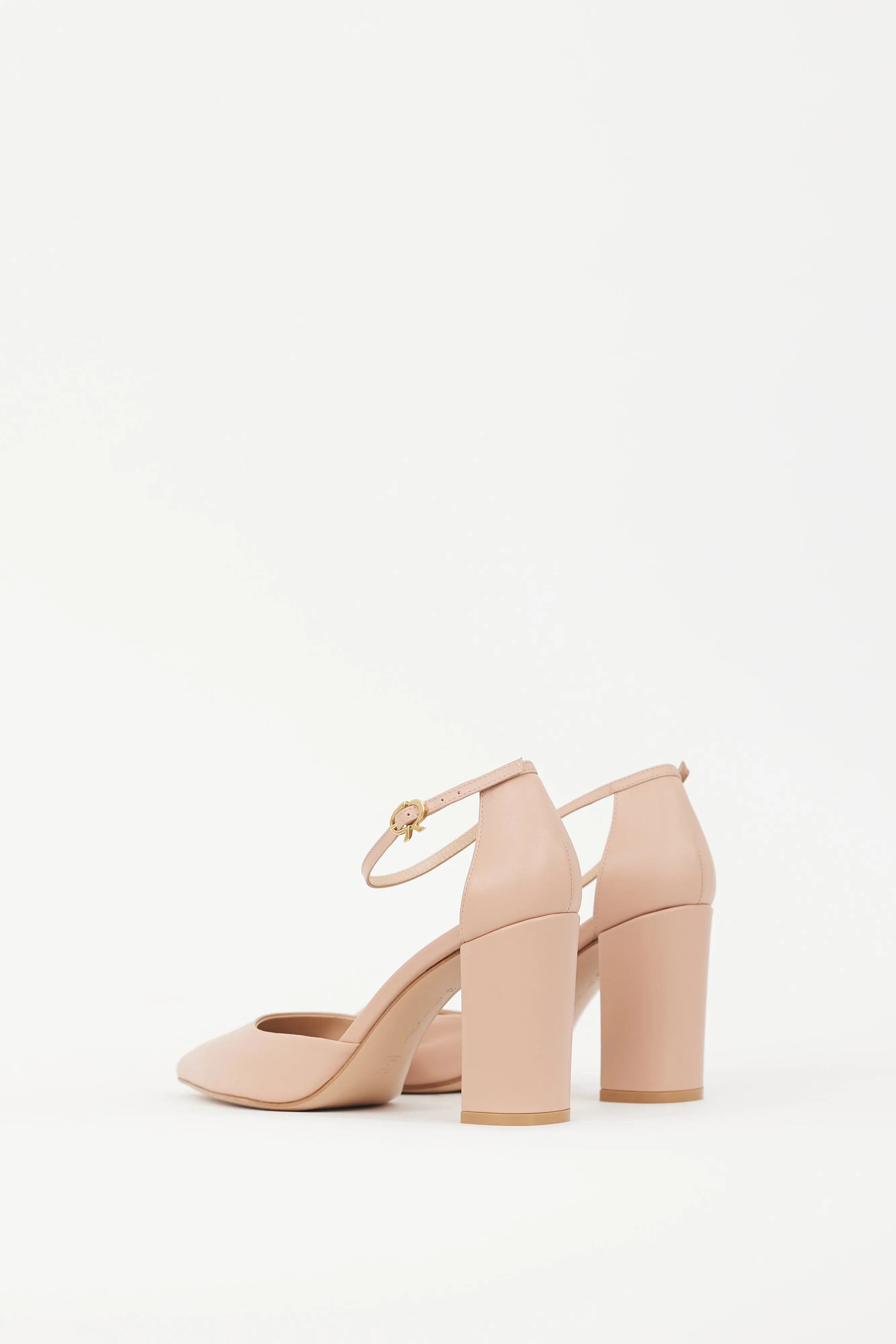 Beige Leather Ribbon D'Orsay 90mm Pump