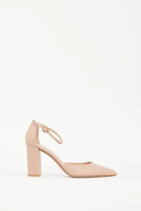 Beige Leather Ribbon D'Orsay 90mm Pump