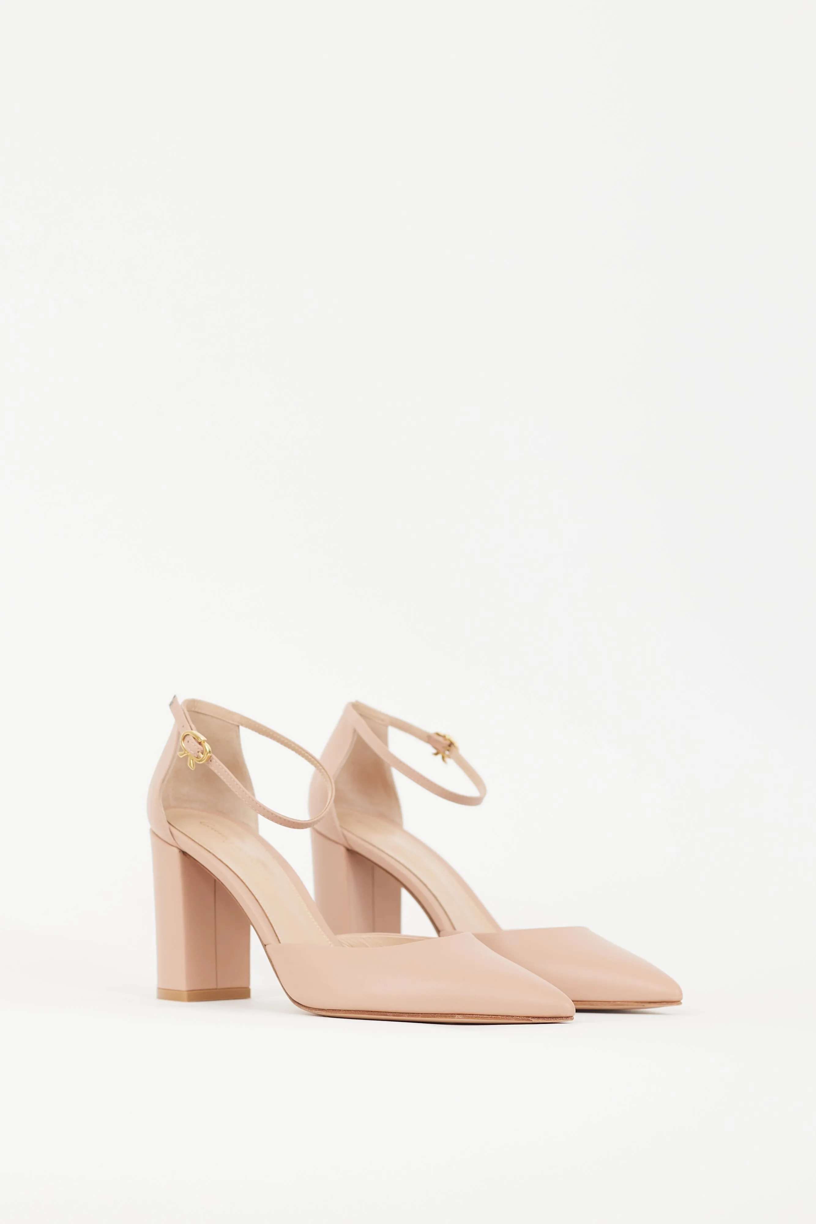 Beige Leather Ribbon D'Orsay 90mm Pump