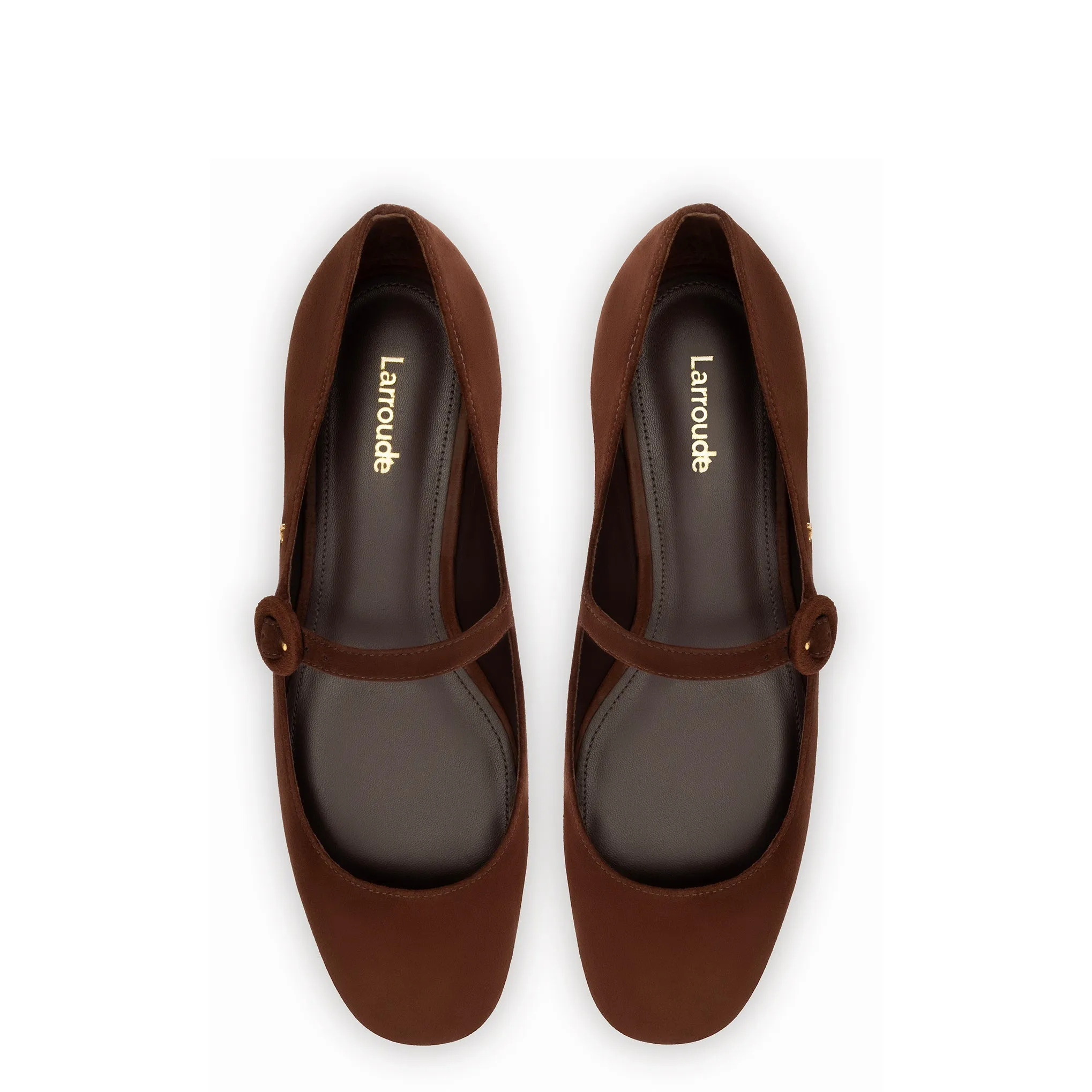 Blair Ballet Flat In Brown Suede by Larroudé