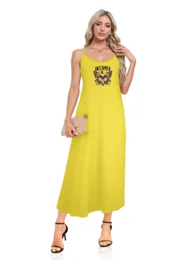 Butterfly With Celestial Elements And Dreamer Print Spaghetti Strap Dress Casual Sleeveless Cami Dress Women's Clothing