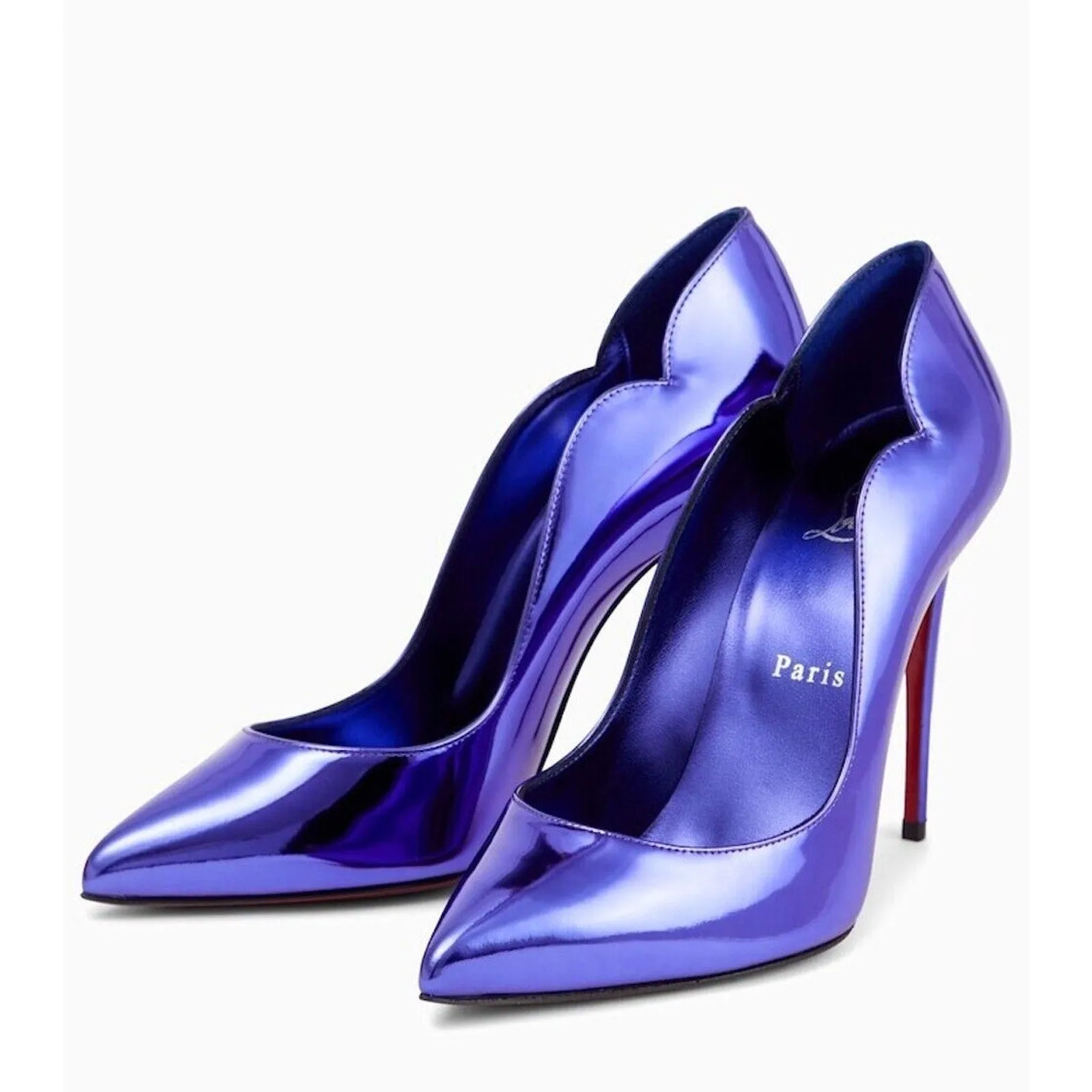 Christian Louboutin Hot Chick 100 Metallic mirrored Leather Purple Pumps