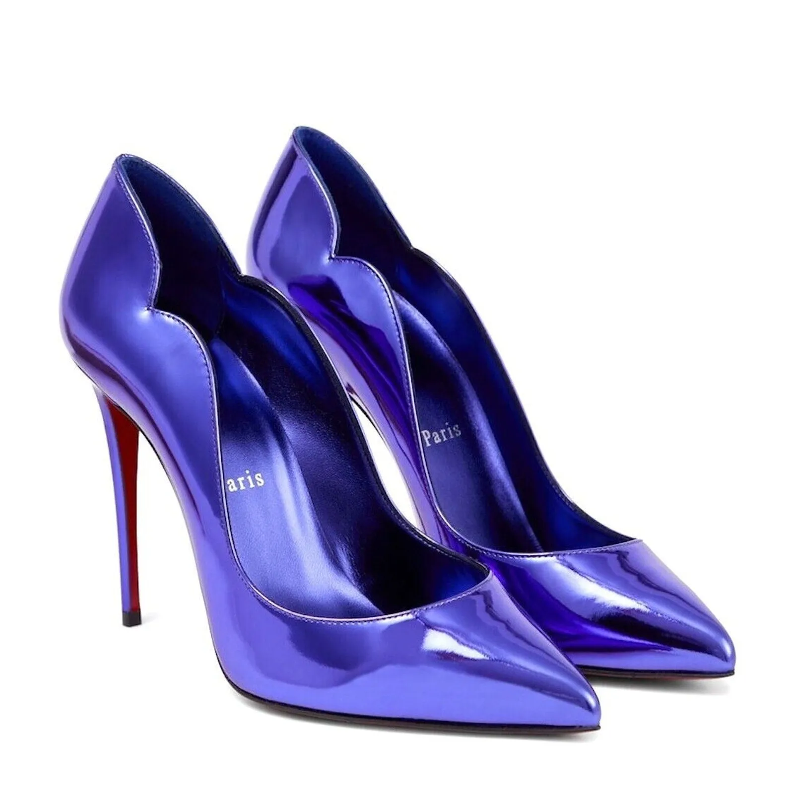 Christian Louboutin Hot Chick 100 Metallic mirrored Leather Purple Pumps