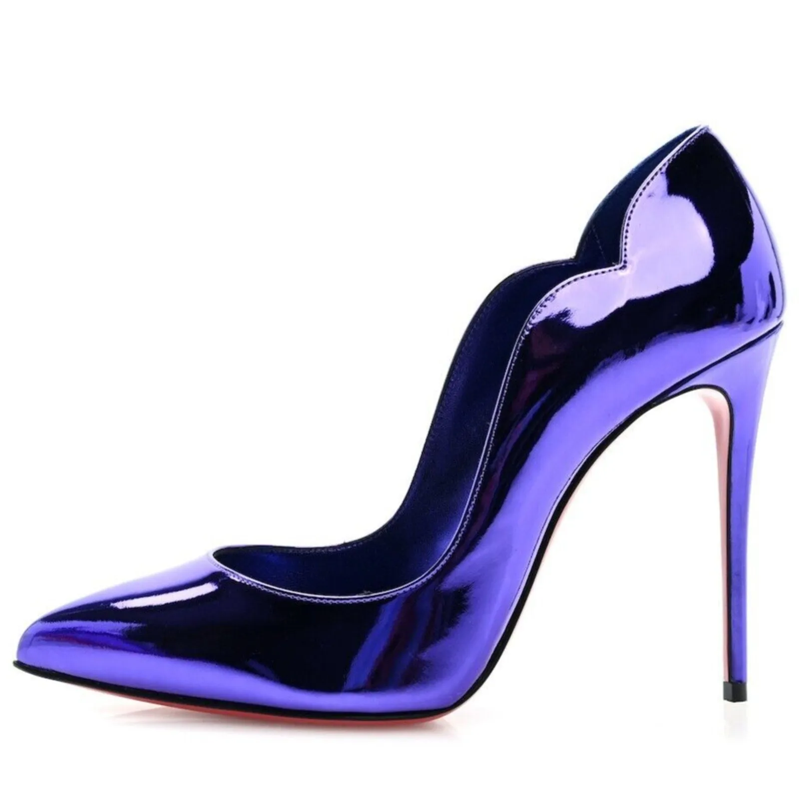 Christian Louboutin Hot Chick 100 Metallic mirrored Leather Purple Pumps