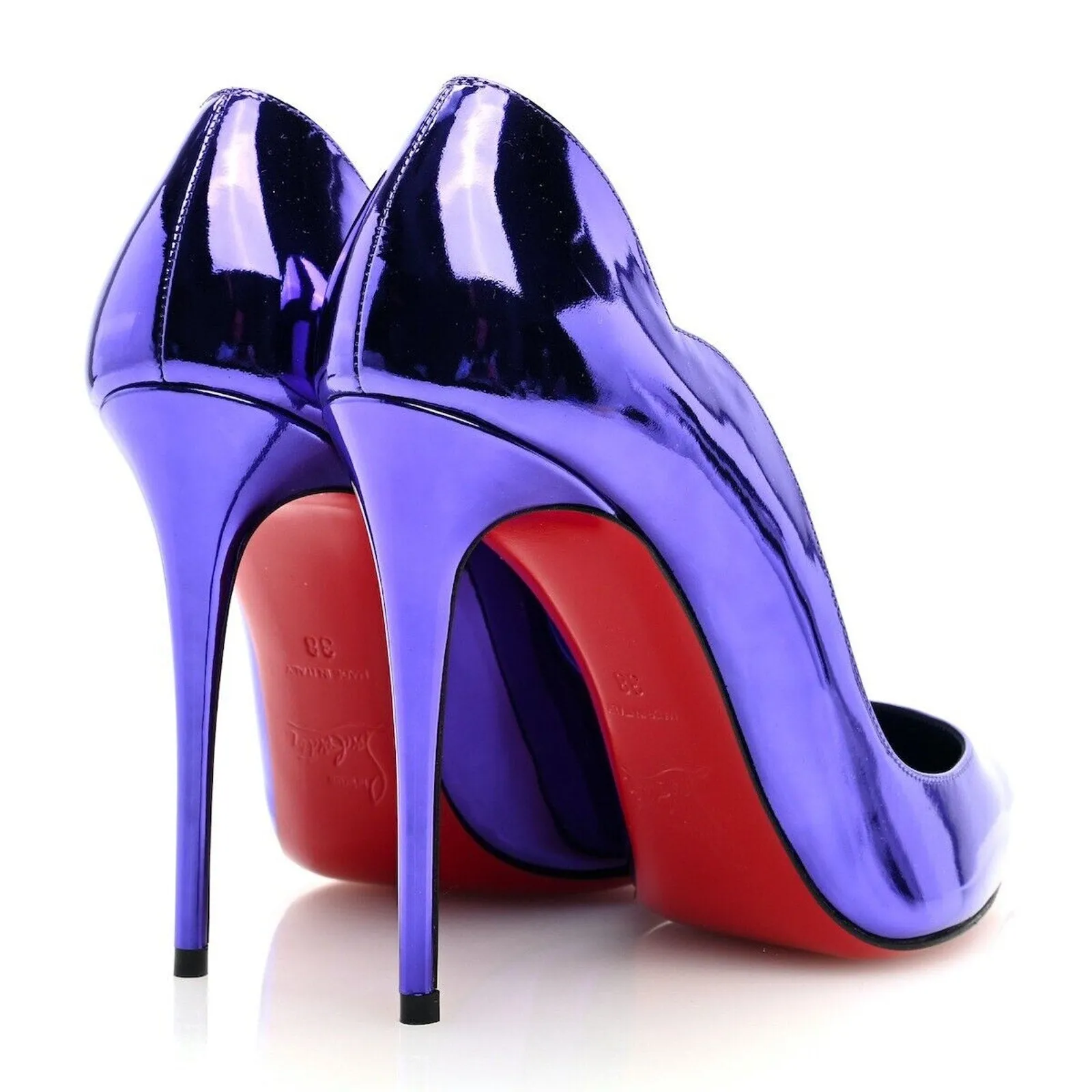 Christian Louboutin Hot Chick 100 Metallic mirrored Leather Purple Pumps