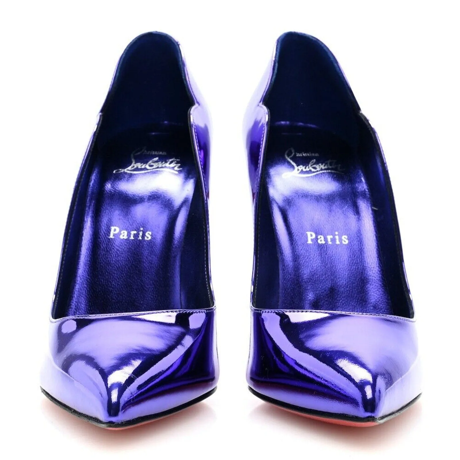 Christian Louboutin Hot Chick 100 Metallic mirrored Leather Purple Pumps