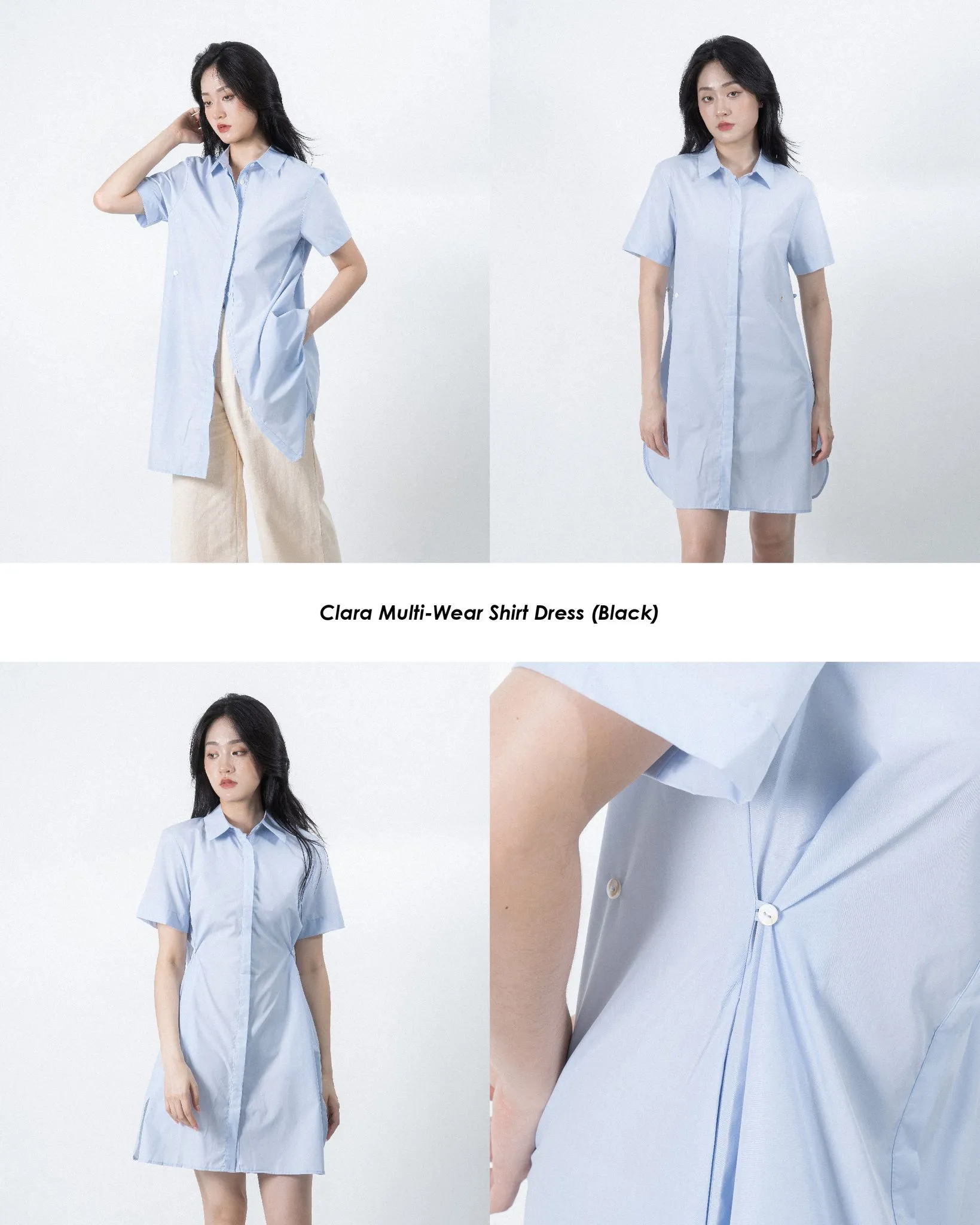 Clara Multi-Wear Shirt Dress (Light Blue)