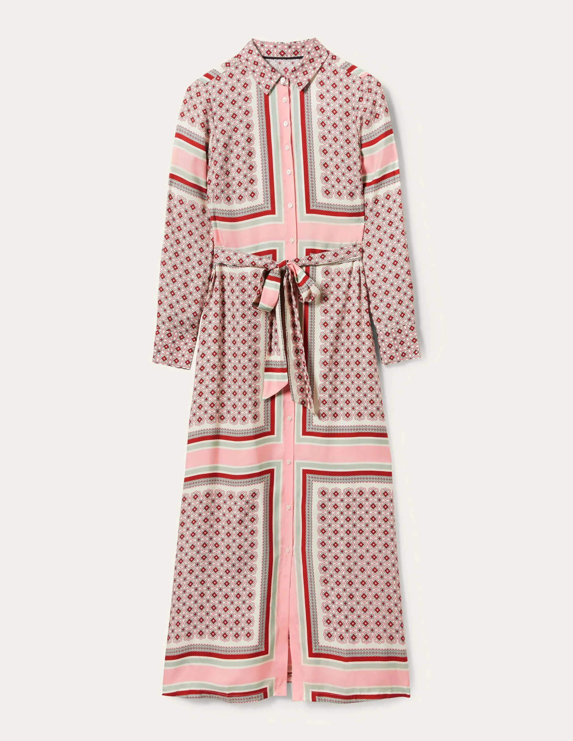 Claudia Maxi Shirt Dress-Almond Pink, Square Geo