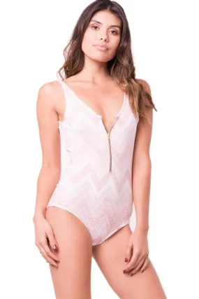 Faux Suede Chevron Printed Bodysuit