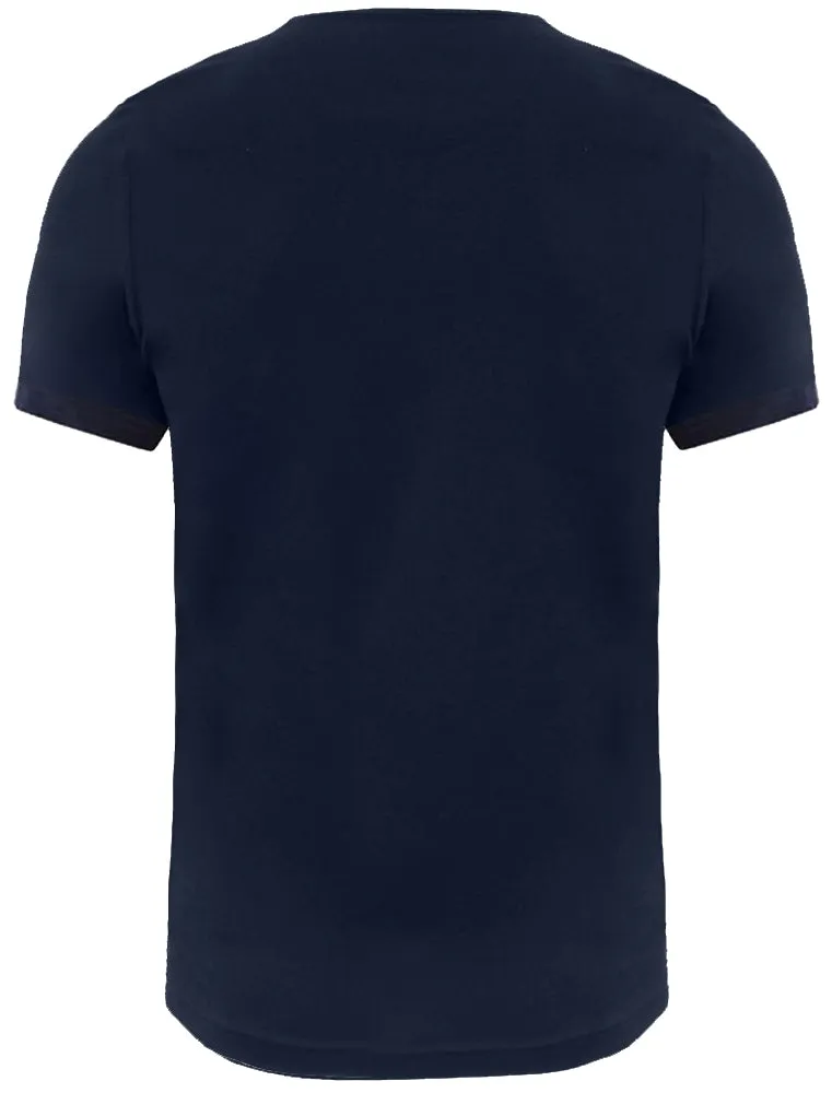 Generate Cotton T-Shirt with Striped Pocket in Navy