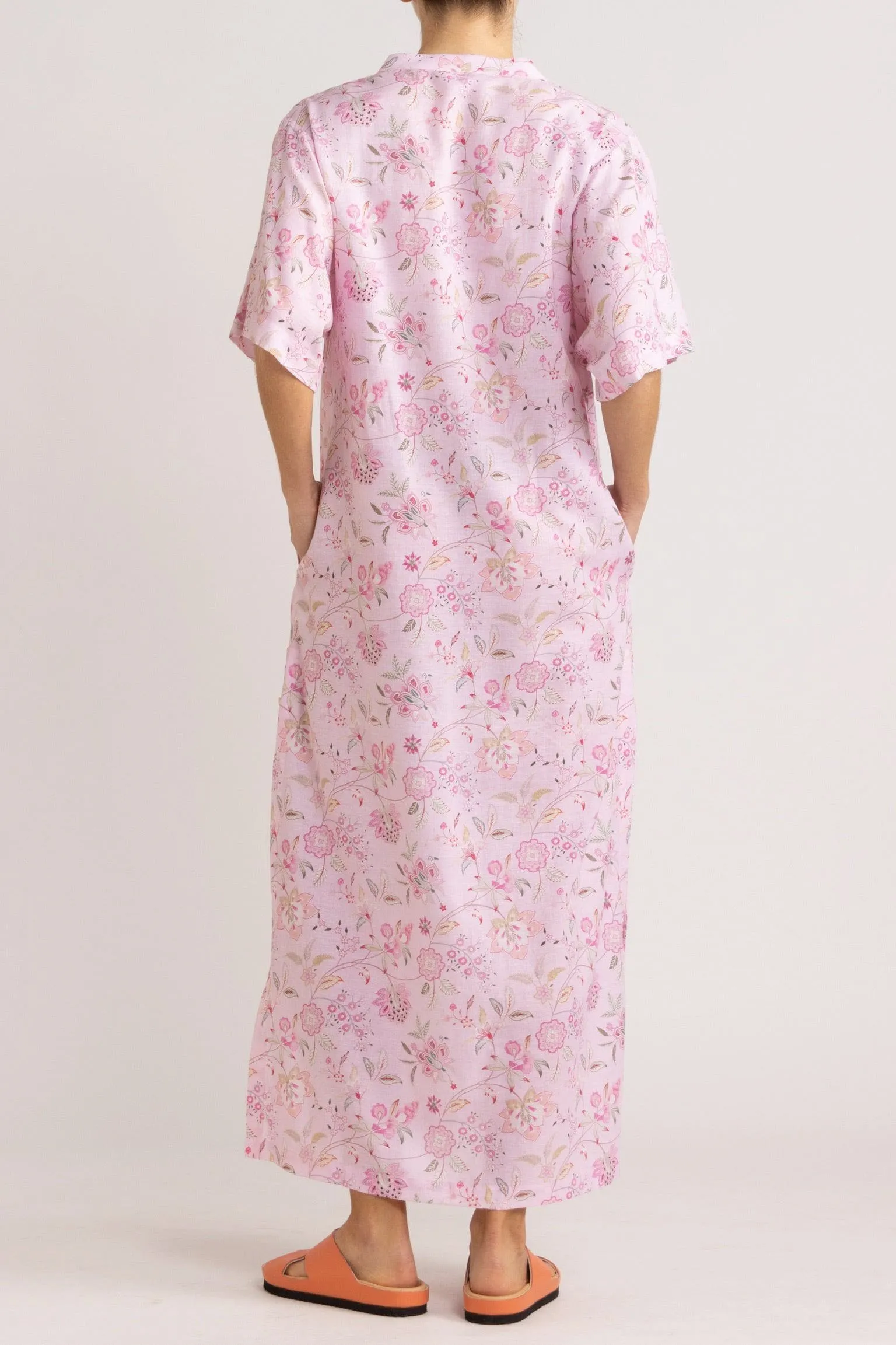 Harlow Pink Floral Cotton-Linen Dress