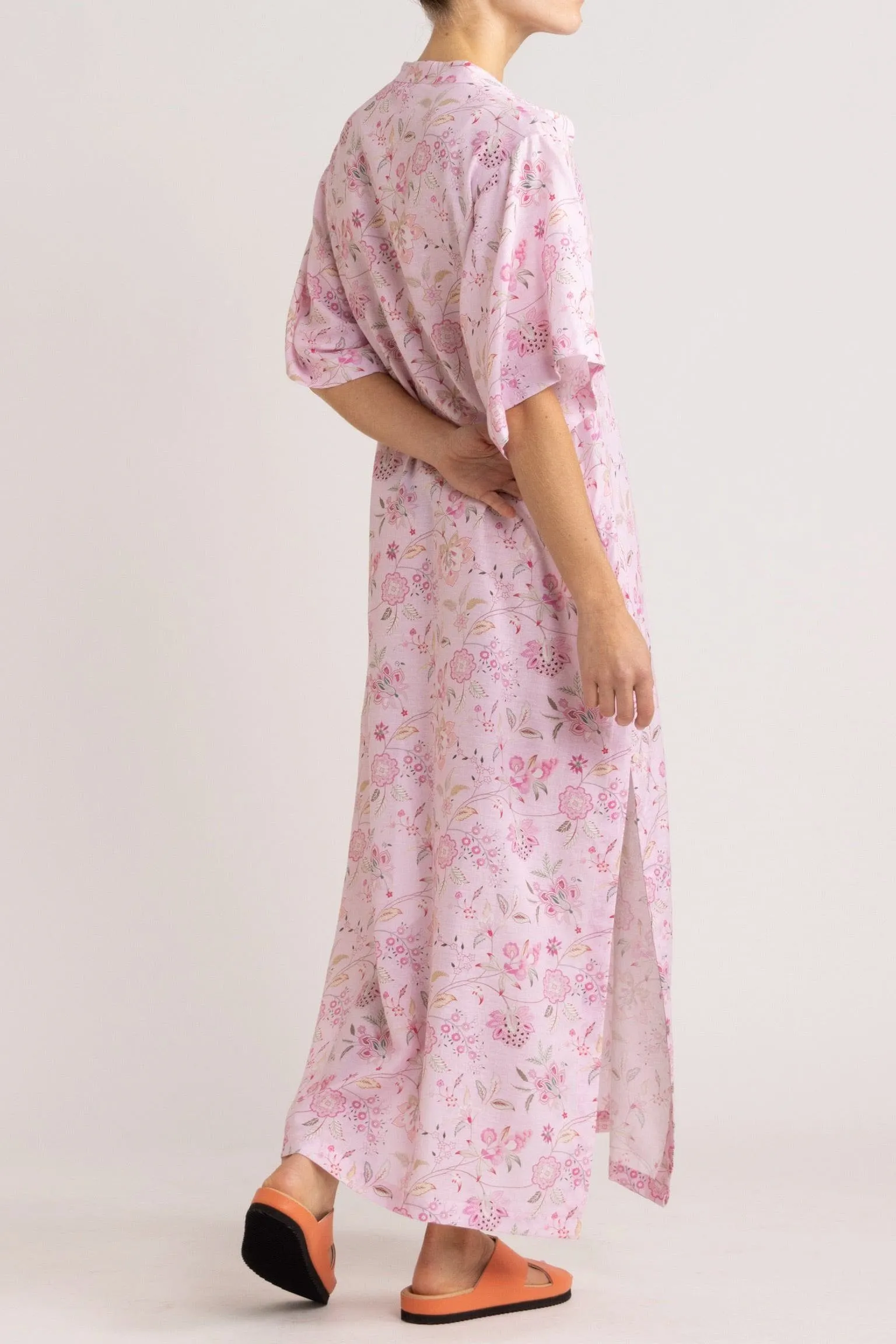 Harlow Pink Floral Cotton-Linen Dress