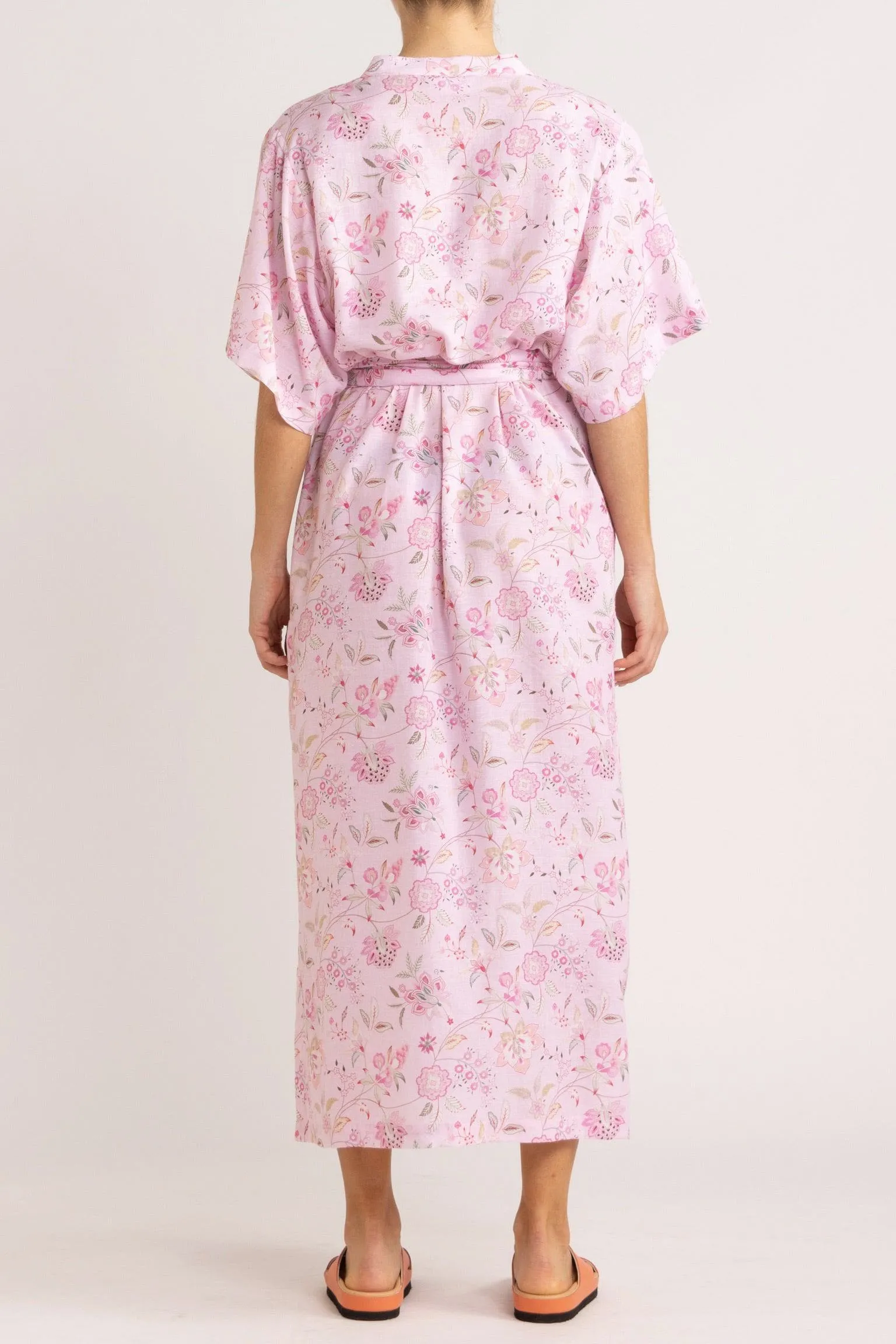Harlow Pink Floral Cotton-Linen Dress