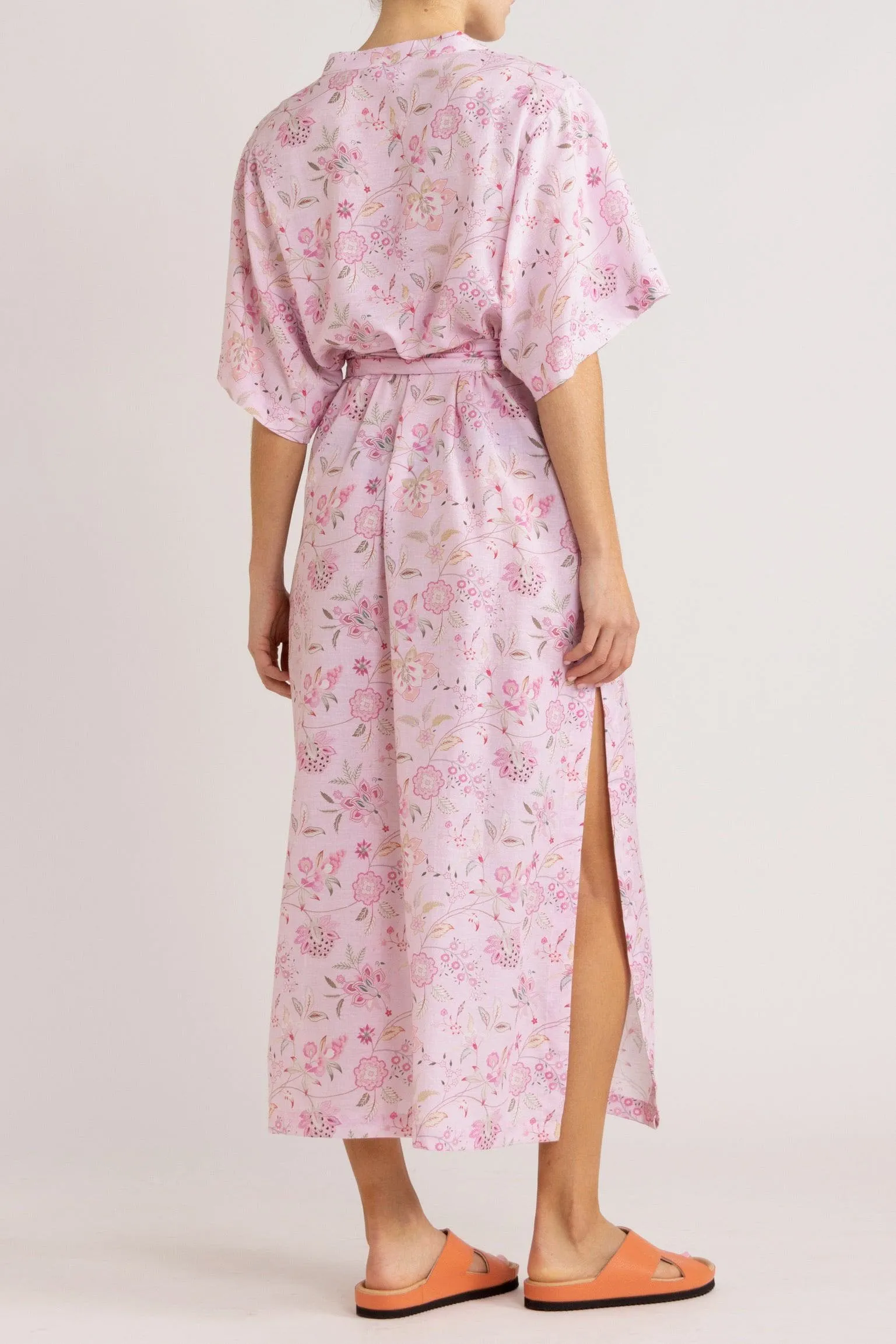 Harlow Pink Floral Cotton-Linen Dress