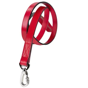 Italian Ferrari Red Leather Dog Leash in Nickel
