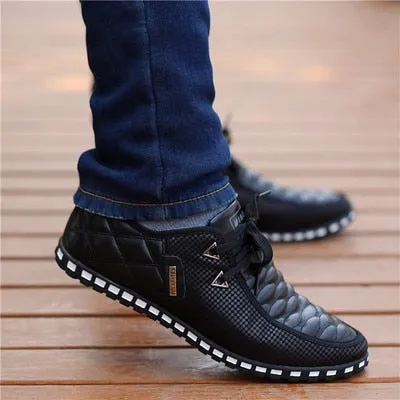 Jinquedai  Men Leather Shoes Autumn Men's Casual Shoes Breathable Light Weight White Sneakers Driving Shoes Pointed Toe Business Men Shoes
