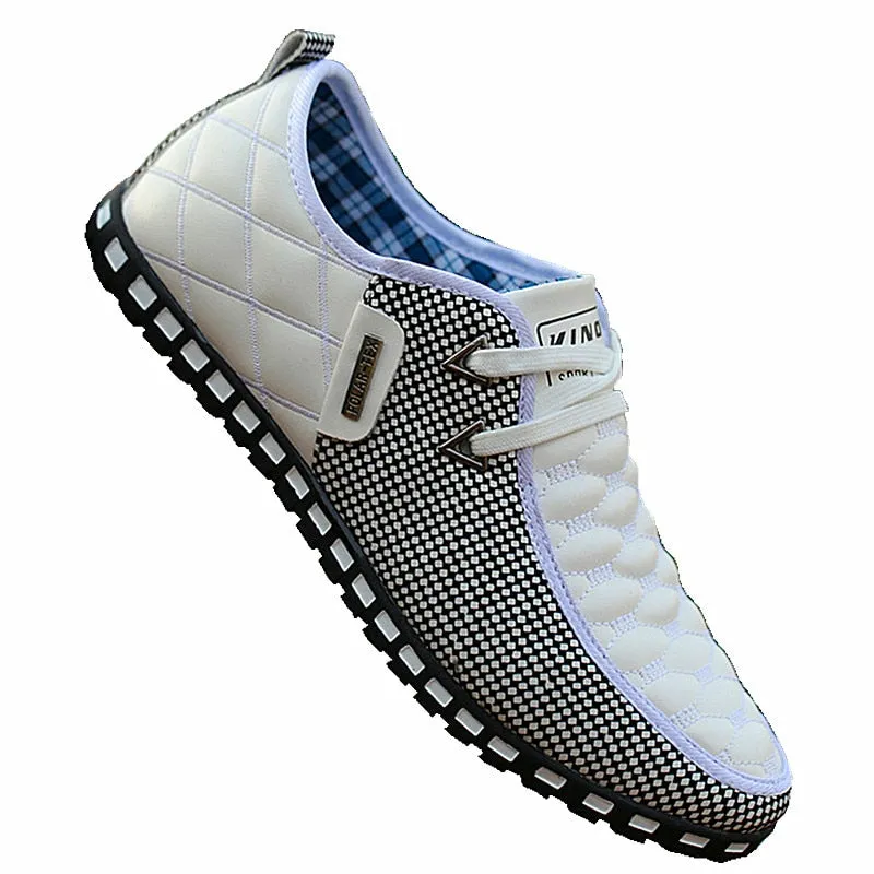 Jinquedai  Men Leather Shoes Autumn Men's Casual Shoes Breathable Light Weight White Sneakers Driving Shoes Pointed Toe Business Men Shoes
