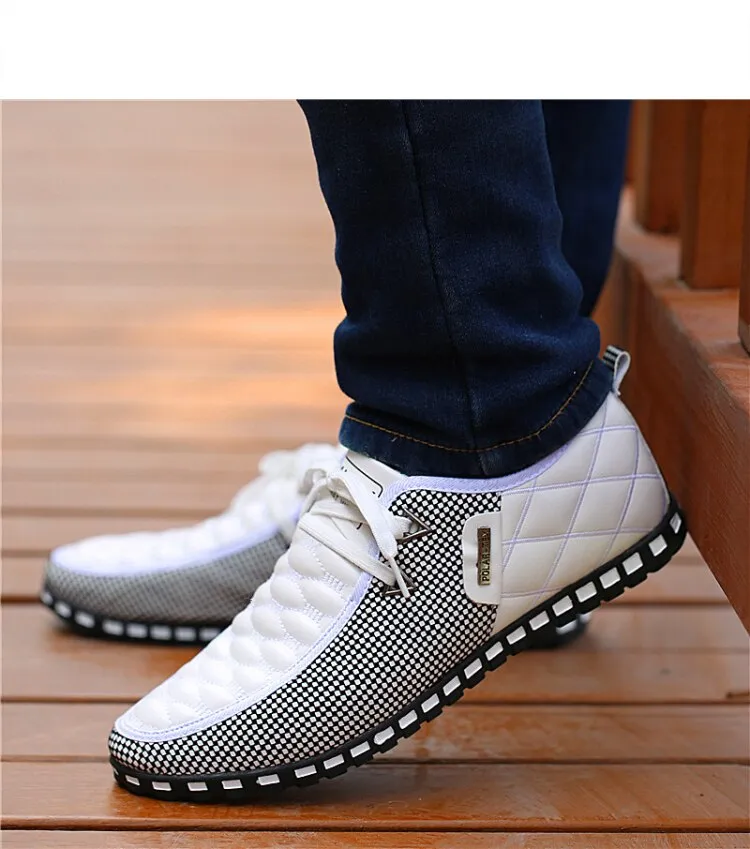 Jinquedai  Men Leather Shoes Autumn Men's Casual Shoes Breathable Light Weight White Sneakers Driving Shoes Pointed Toe Business Men Shoes