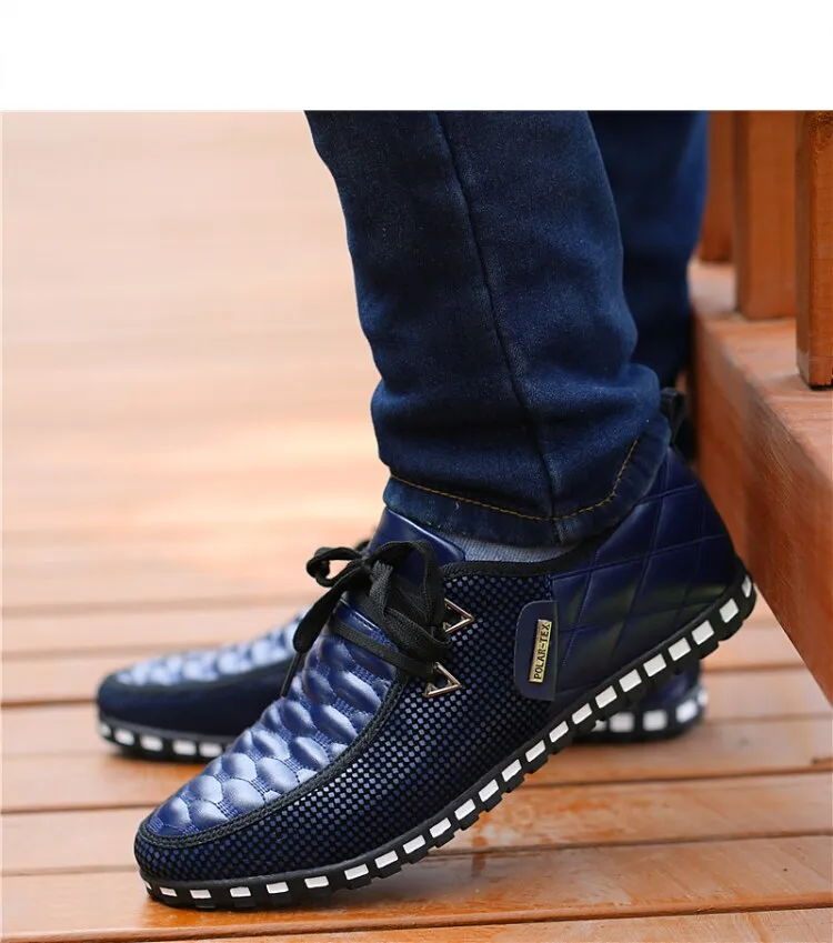 Jinquedai  Men Leather Shoes Autumn Men's Casual Shoes Breathable Light Weight White Sneakers Driving Shoes Pointed Toe Business Men Shoes