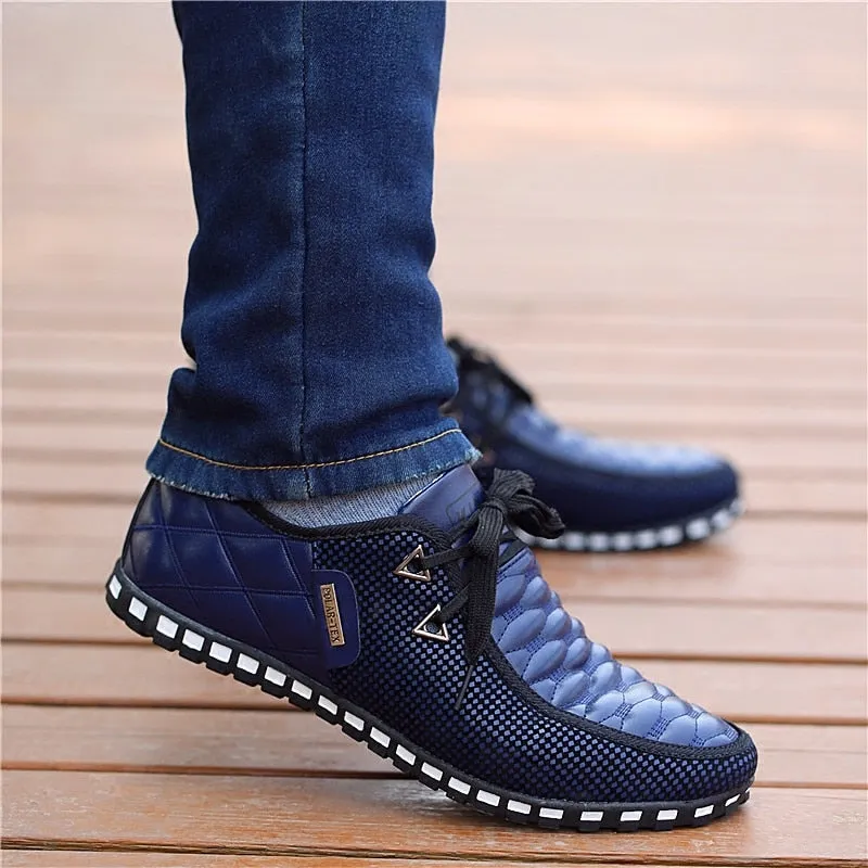 Jinquedai  Men Leather Shoes Autumn Men's Casual Shoes Breathable Light Weight White Sneakers Driving Shoes Pointed Toe Business Men Shoes
