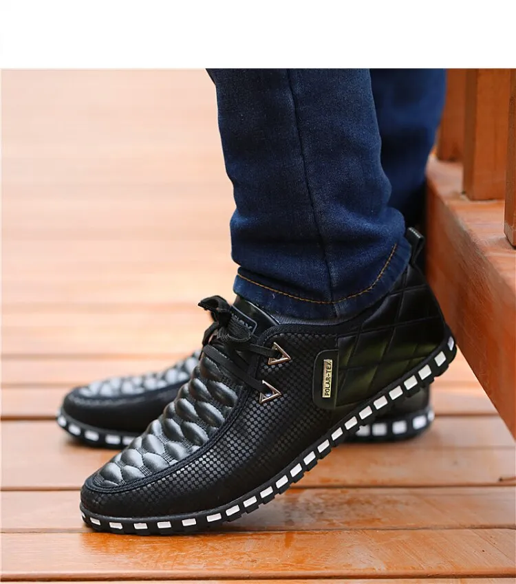 Jinquedai  Men Leather Shoes Autumn Men's Casual Shoes Breathable Light Weight White Sneakers Driving Shoes Pointed Toe Business Men Shoes