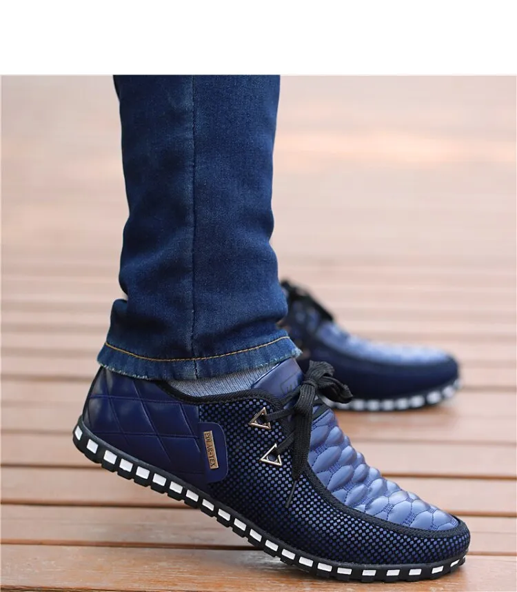 Jinquedai  Men Leather Shoes Autumn Men's Casual Shoes Breathable Light Weight White Sneakers Driving Shoes Pointed Toe Business Men Shoes