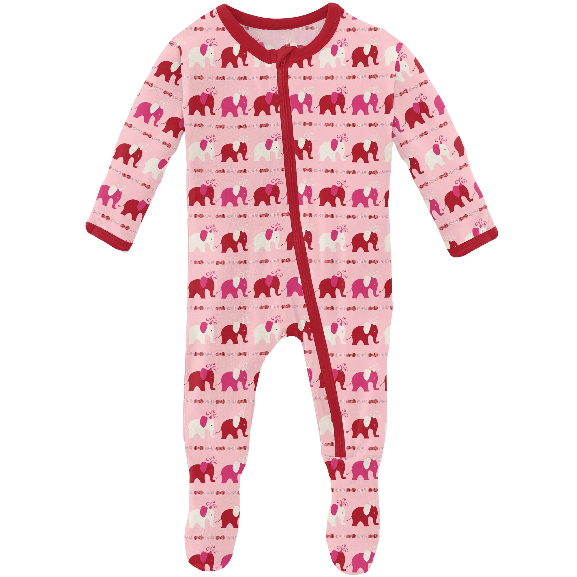 Kickee Pants Bamboo Footie with Zipper - Calypso Elephant