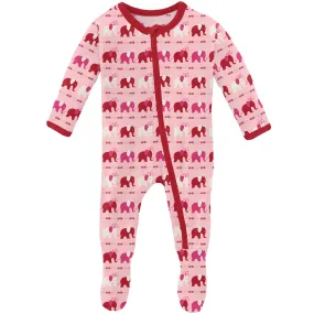Kickee Pants Bamboo Footie with Zipper - Calypso Elephant