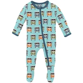Kickee Pants Bamboo Footie with Zipper - Summer Sky Vintage Vans