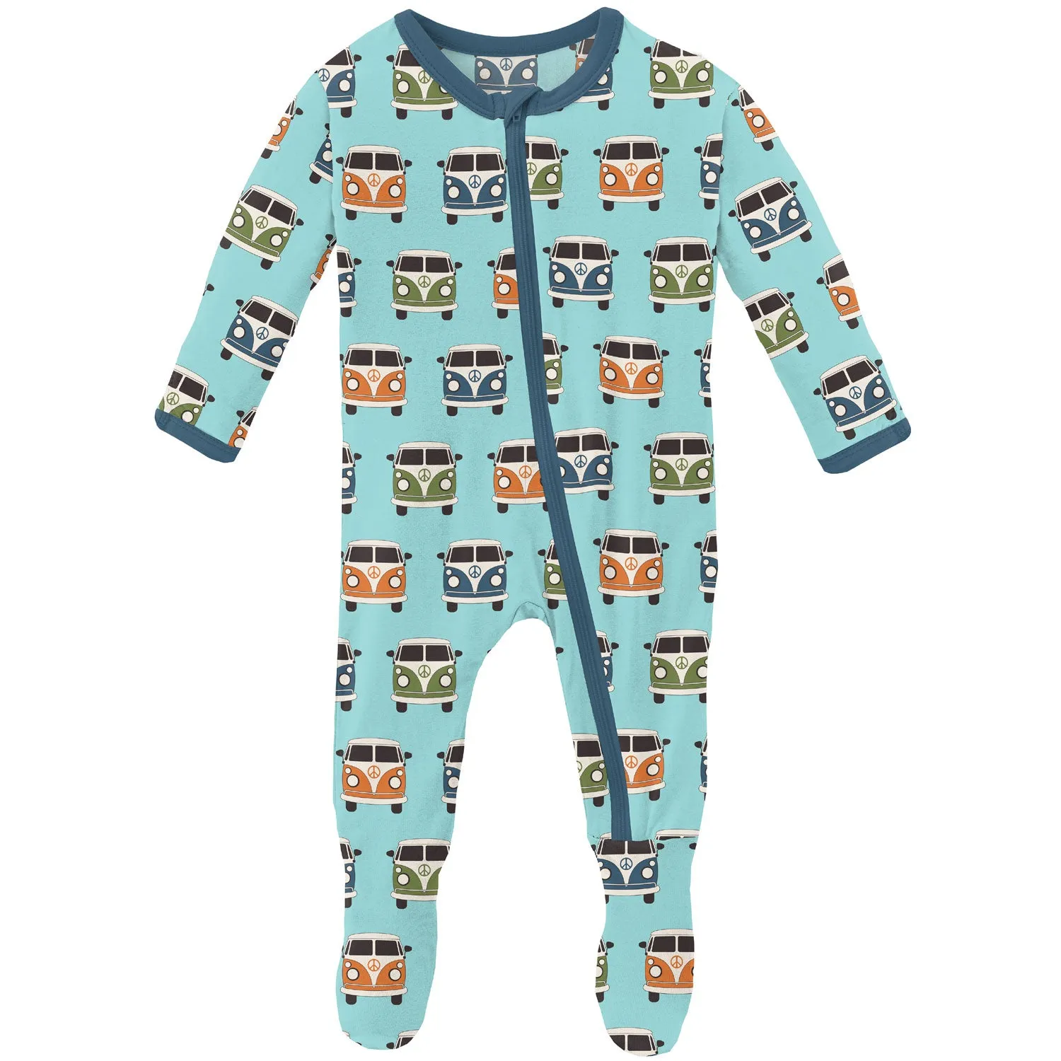 Kickee Pants Bamboo Footie with Zipper - Summer Sky Vintage Vans