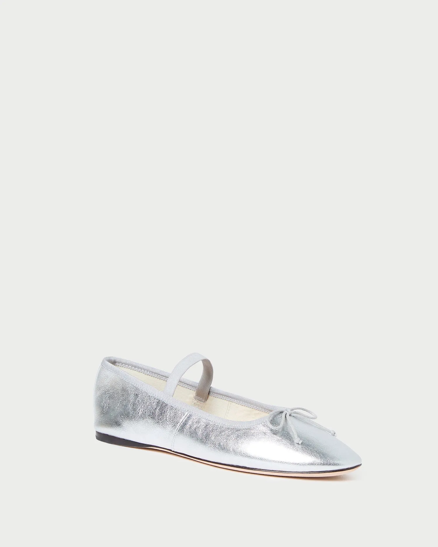 Leonie Silver Leather Ballet Flat