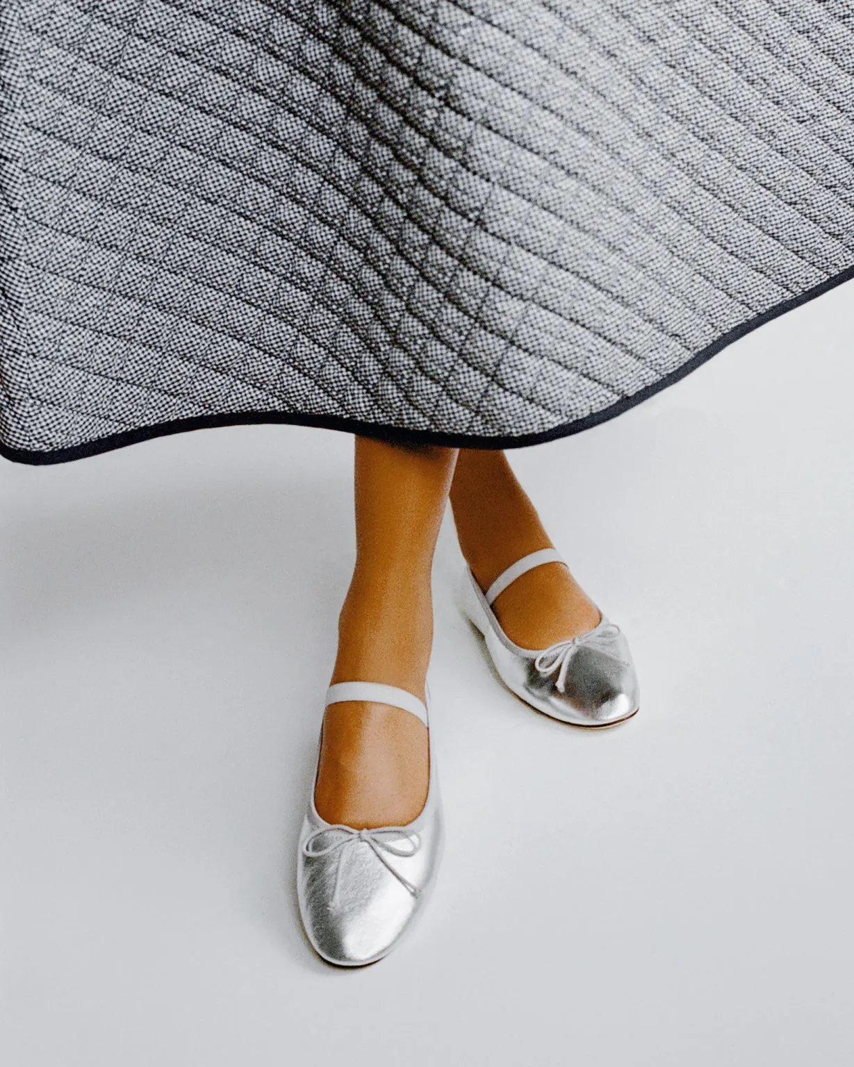 Leonie Silver Leather Ballet Flat