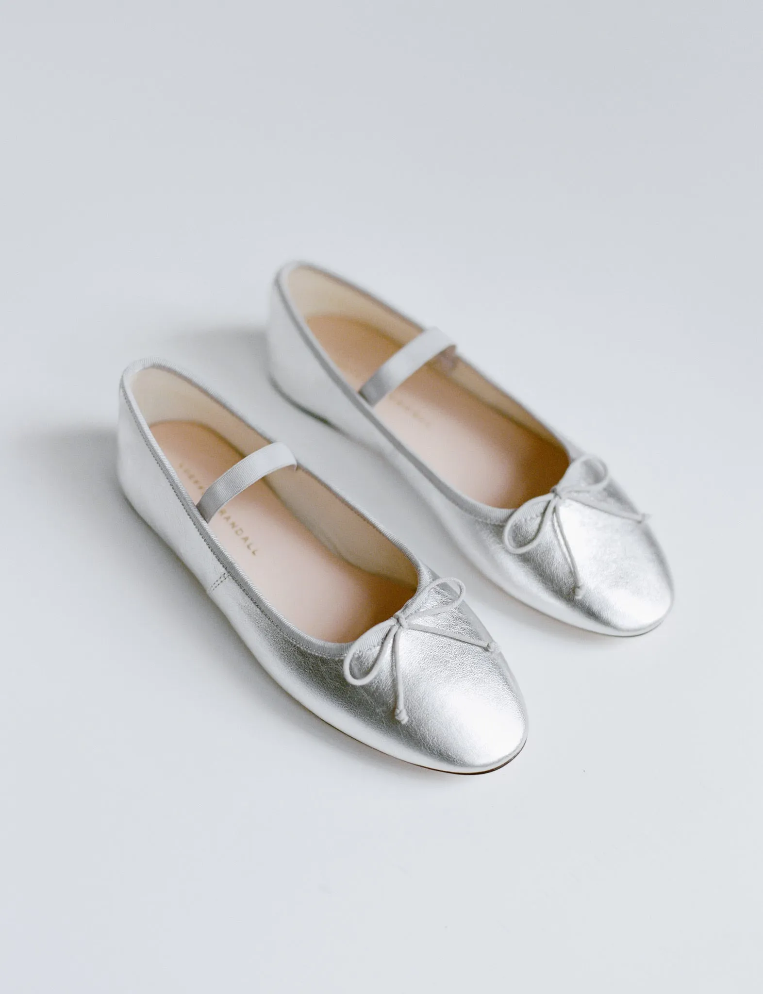 Leonie Silver Leather Ballet Flat