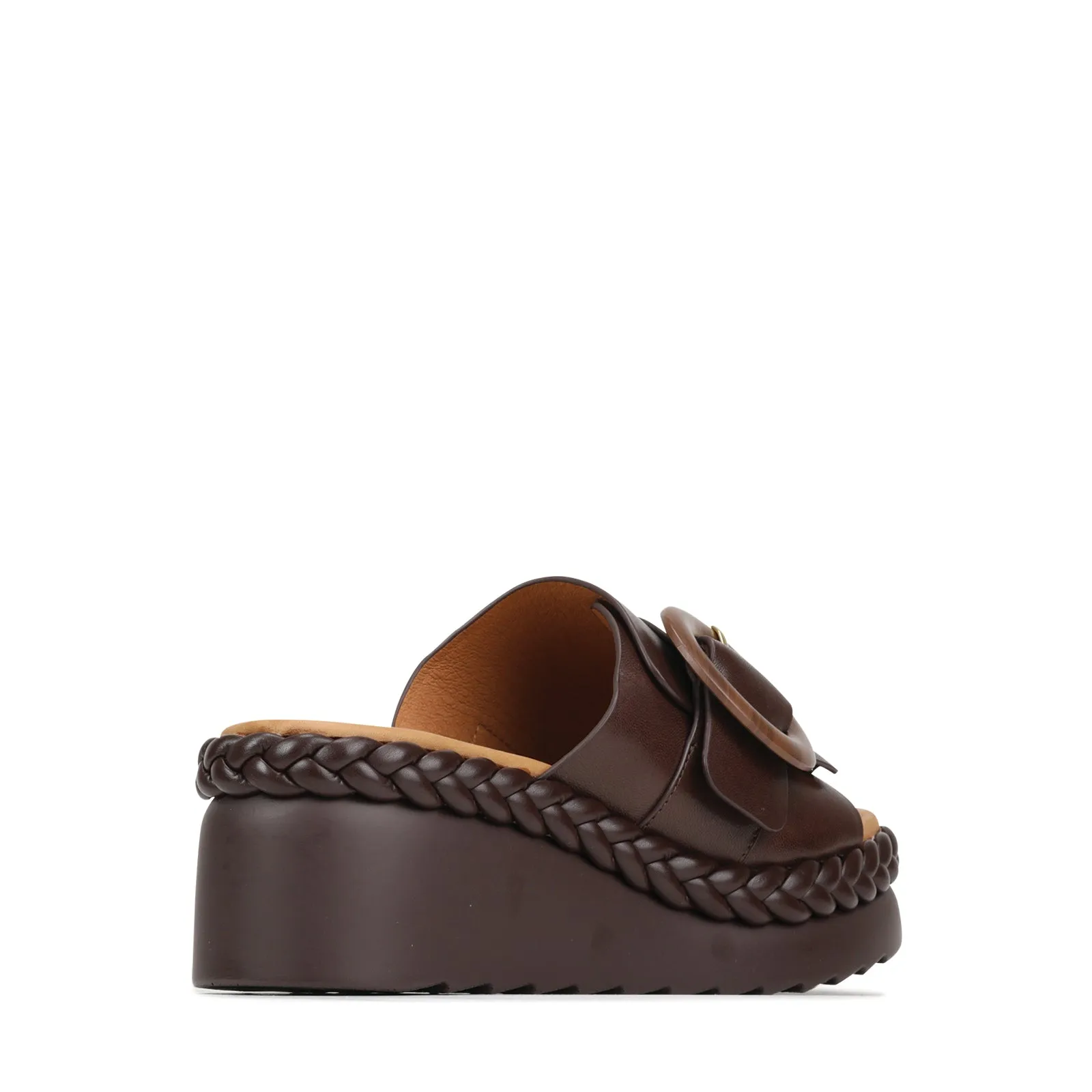 MENA LEATHER WEDGE SLIDE SANDALS