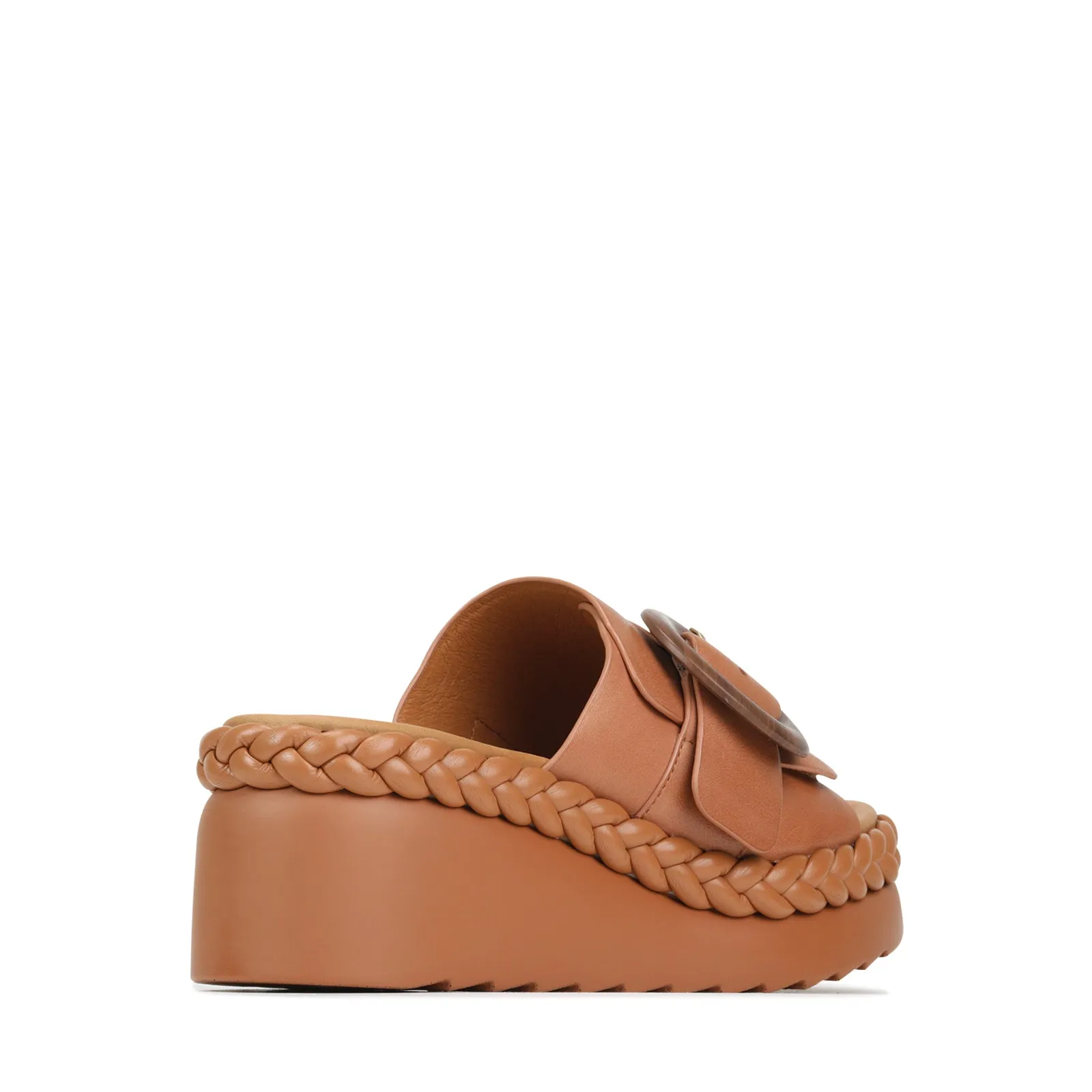 MENA LEATHER WEDGE SLIDE SANDALS