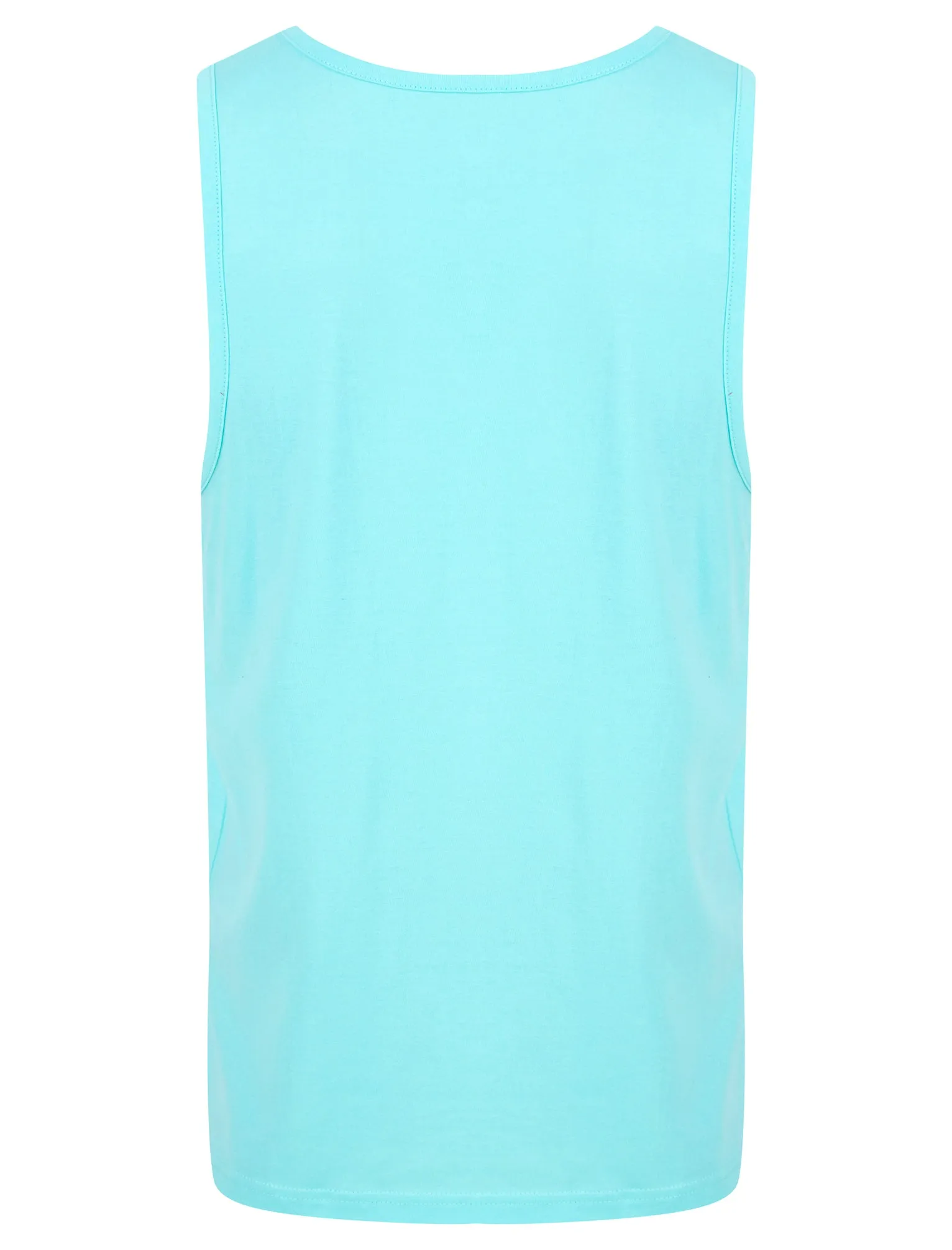 Palm Springs Motif Print Cotton Vest Top in Limpet Shell Blue - South Shore
