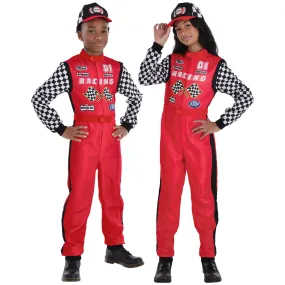 Racecar Driver Costume for Kids, Red Jumpsuit and Hat