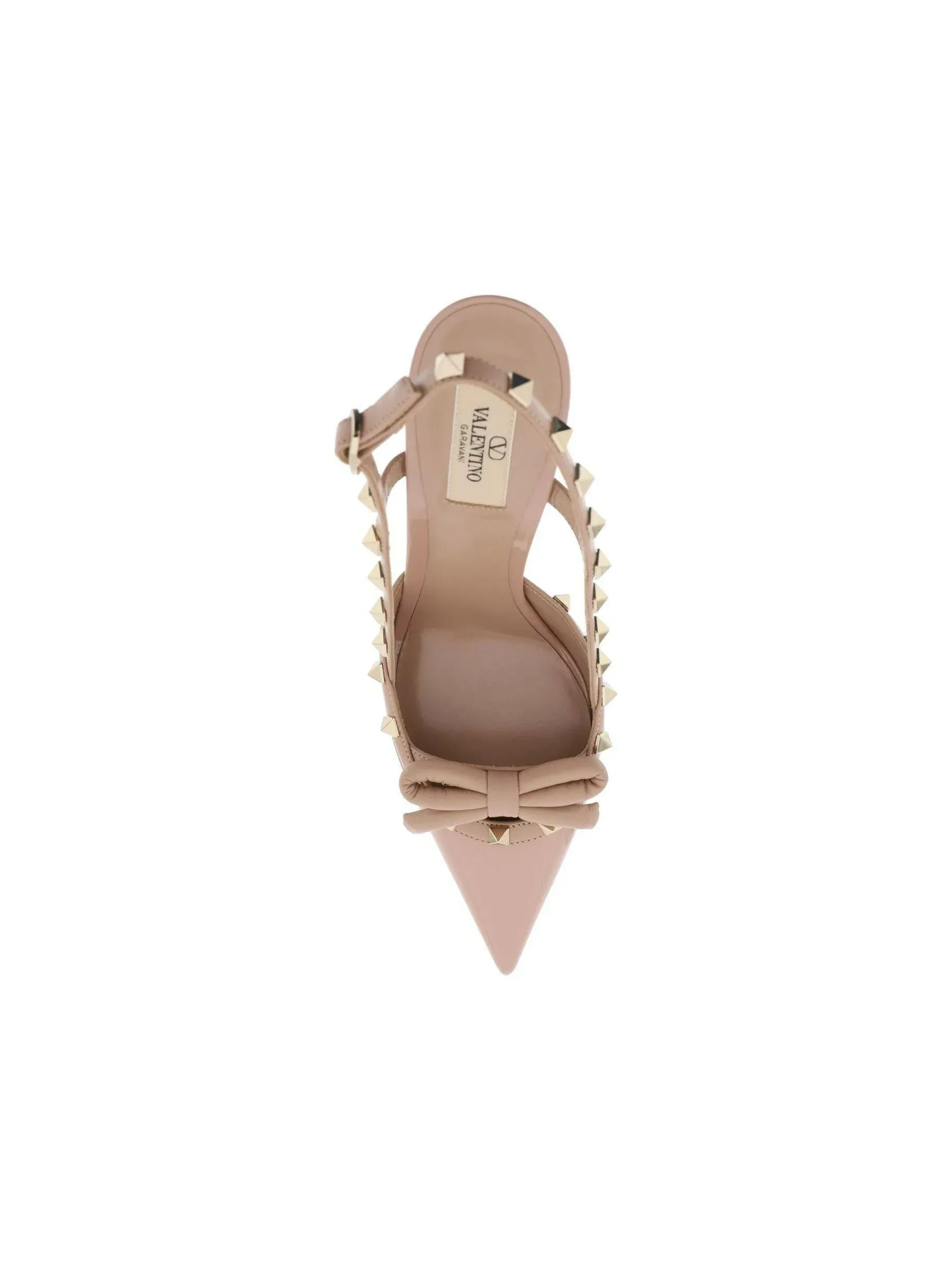 Rockstud Bow Leather Slingback Pumps