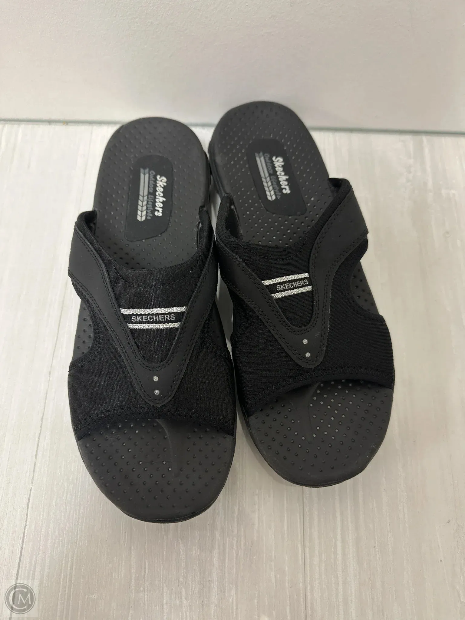 Sandals Flats By Skechers In Black, Size: 10