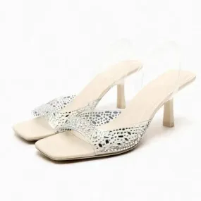 Sandals Rhinestone Square Toe Sandals Women
