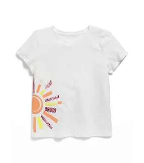 Short-Sleeve Flip-Sequin Graphic T-Shirt for Girls - White Lilies