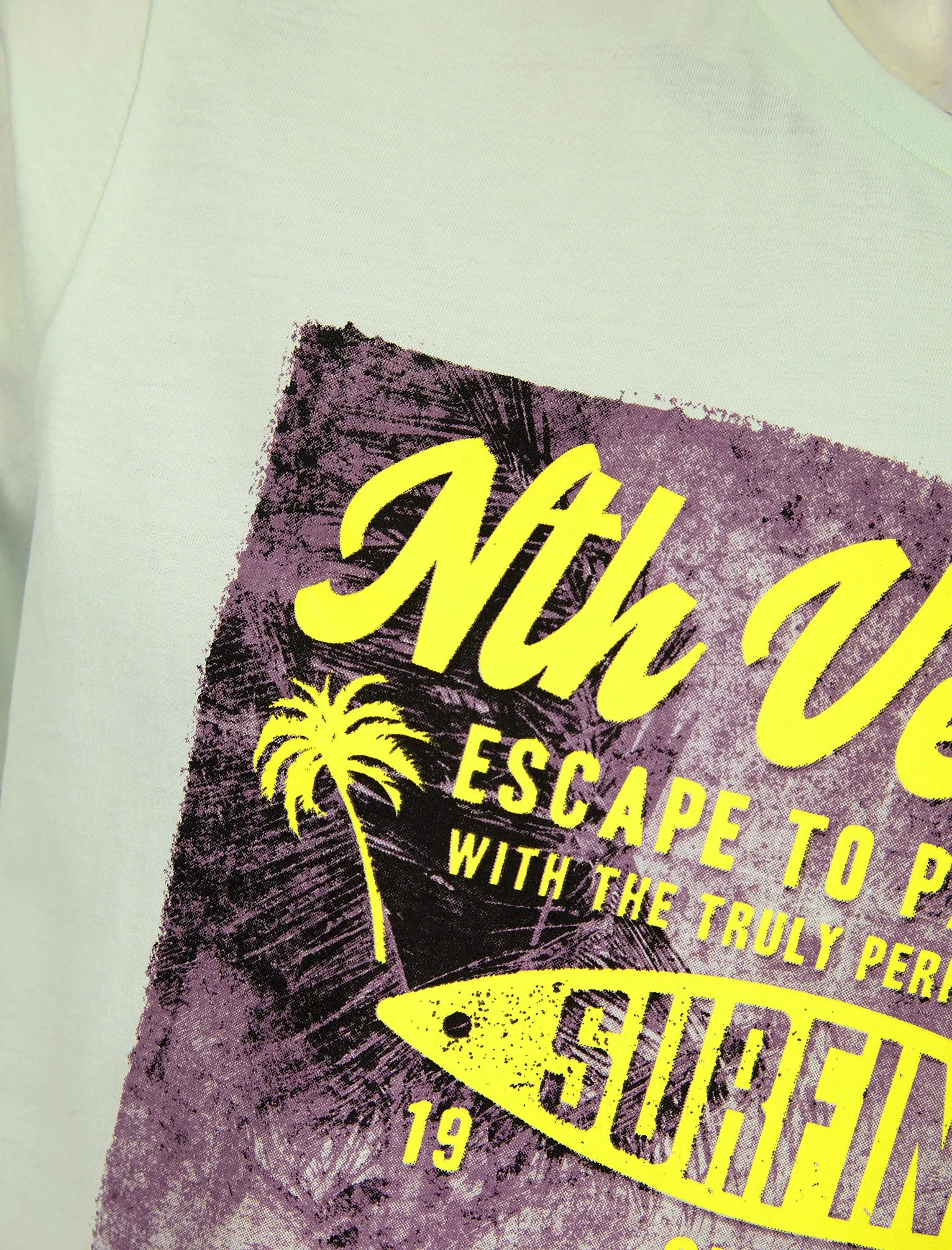 Surfers Point Motif Cotton Jersey T-Shirt in Hint Of Mint - South Shore