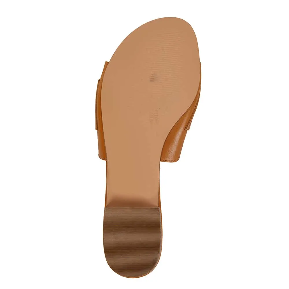 Trinity Slide in Light Tan Leather
