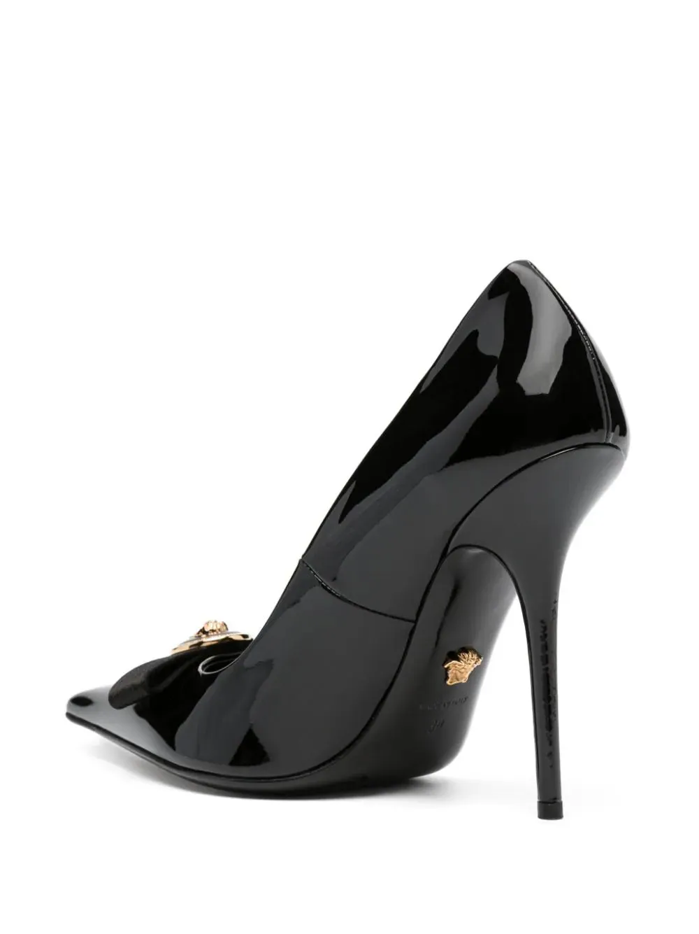 Versace Black Ribbon Patent Pumps