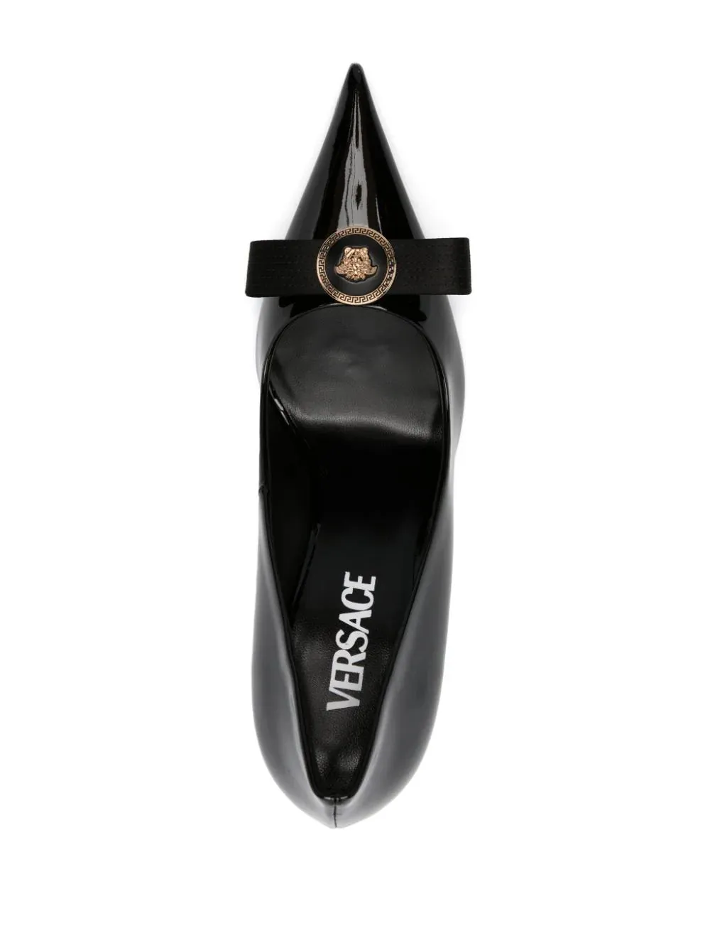 Versace Black Ribbon Patent Pumps