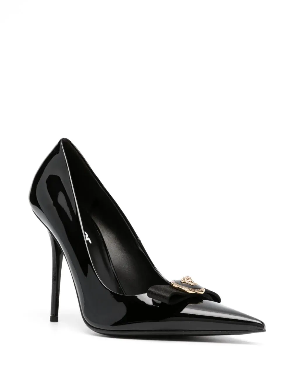 Versace Black Ribbon Patent Pumps