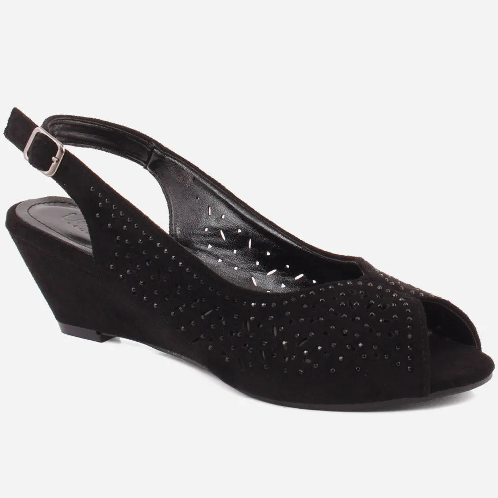 Women "NIKE" Diamantes Buckle Fastening Wedge Heel Sandals